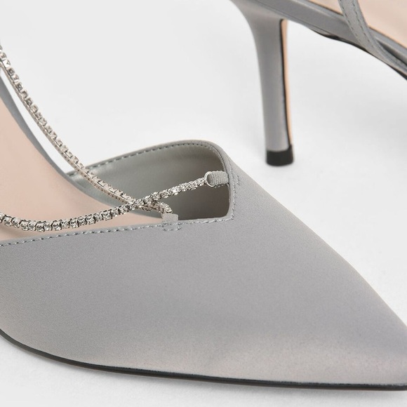 Crystal-Embellished Slingback Pumps
C.Paravano Satin Dress Shoes Size 7 US NWT - Picture 10 of 10